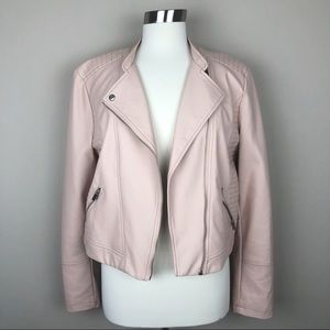Metaphor light pink faux leather jacket large